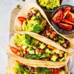 Vegan tacos from overhead representing this collection of Vegan Air Fryer Recipes